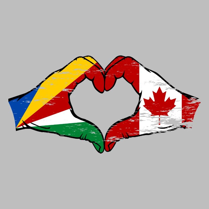 Seychelles Canada drapeau mains forme de coeur utilisé
