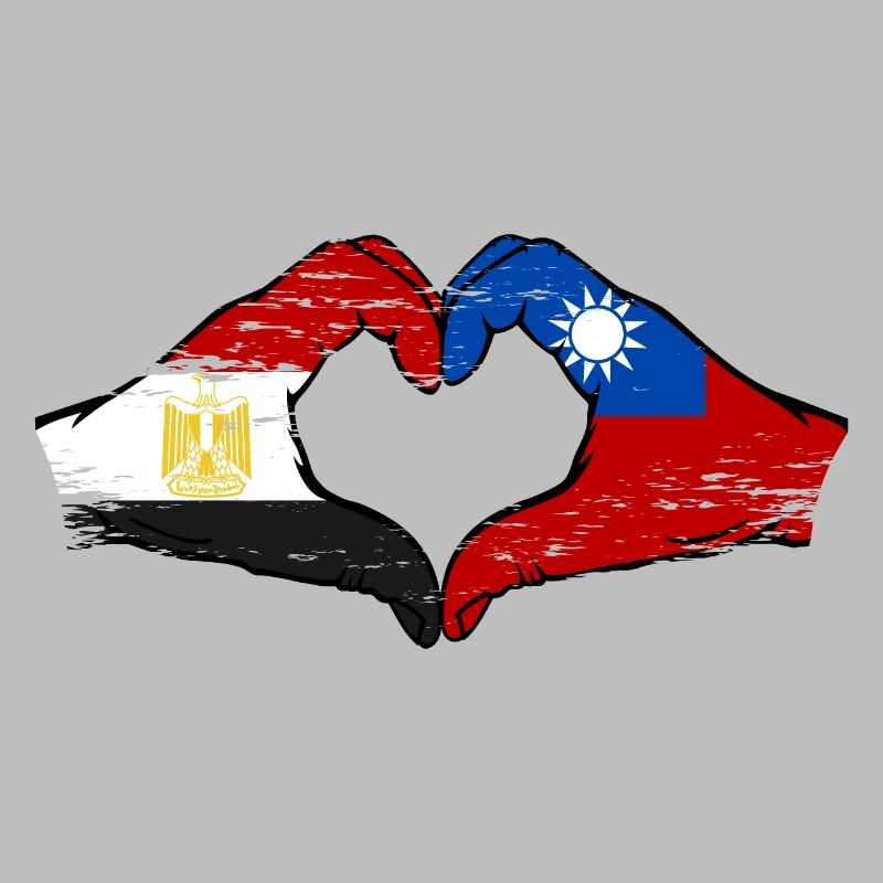 Égypte Taïwan drapeau mains forme de coeur utilisé