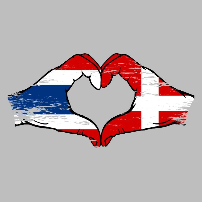Thaïlande Danemark drapeau mains forme coeur utilisé