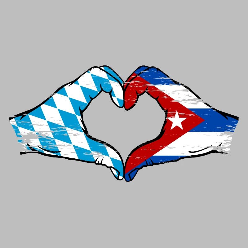 Bavière, Cuba, Drapeau, Mains, Coeur, Forme Utilisé