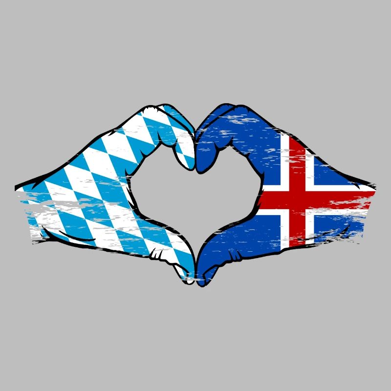 Bavière, Islande, drapeau, aiguilles, forme de coeur utilisé