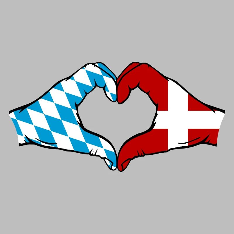 Bavière, Danemark, Drapeau, Mains, Coeur