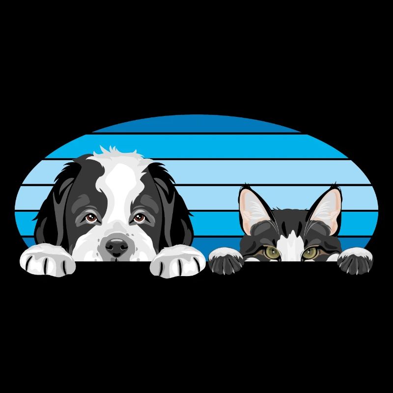 Peeping Saint Bernard chiot chien et chat mignon