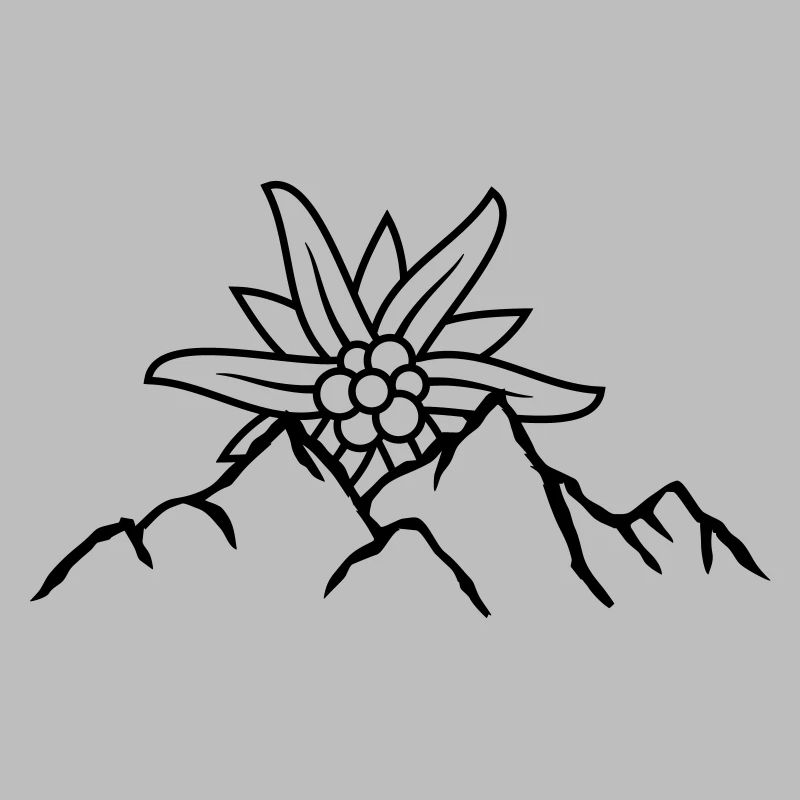 Logo fleur de montagne soleil