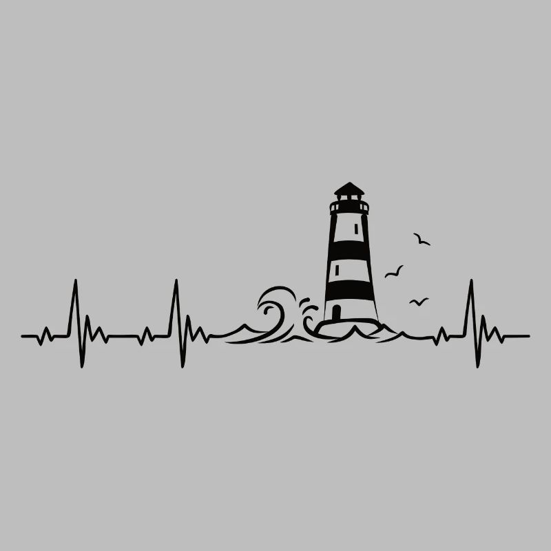 Lighthouse Sea Coast Heartbeat Frequency Pulse ECG