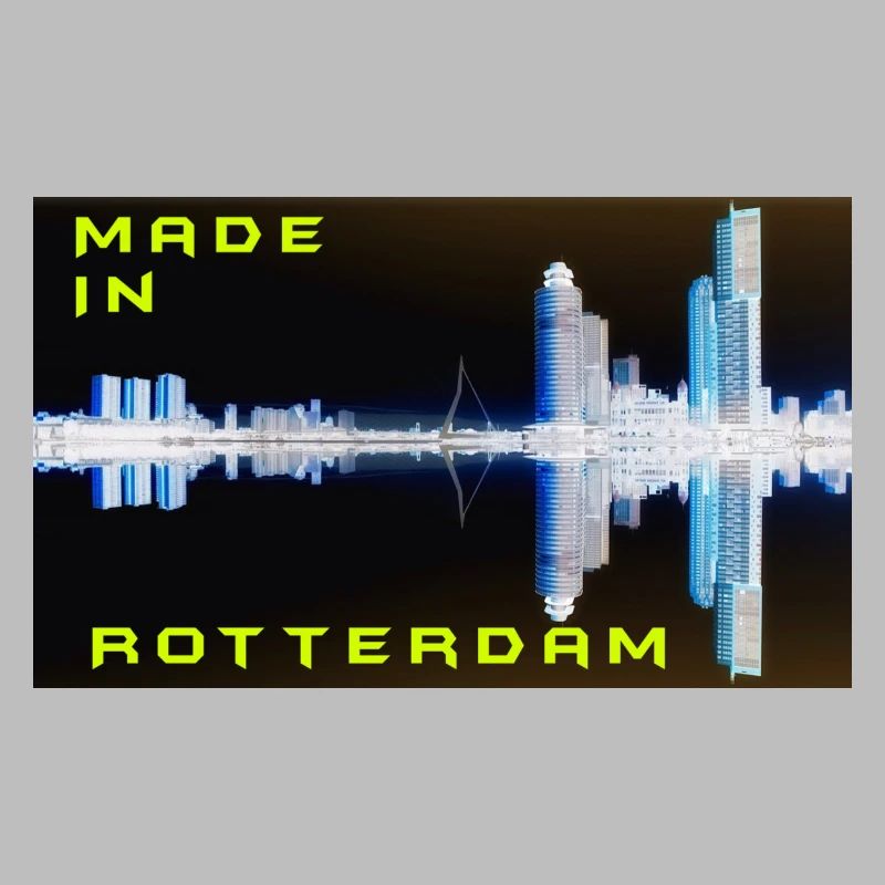 Futuristic Rotterdam Skyline Reflection