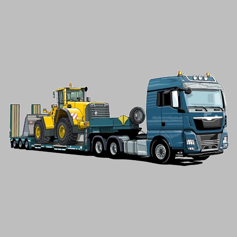 Tieflader mit Bagger