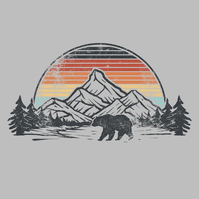 Sunset Mountain Bear Silhouette