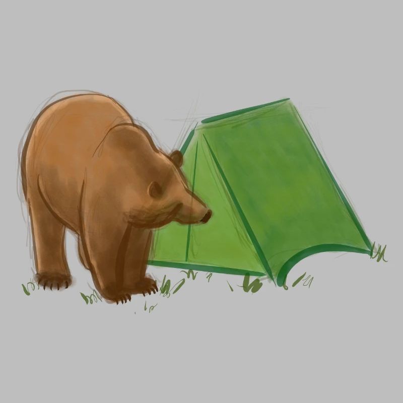 Bear Camping by Tent