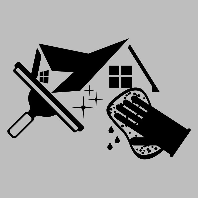 Logo de laveur de vitres avec éponge de maison et déclencheur de fenêtre
