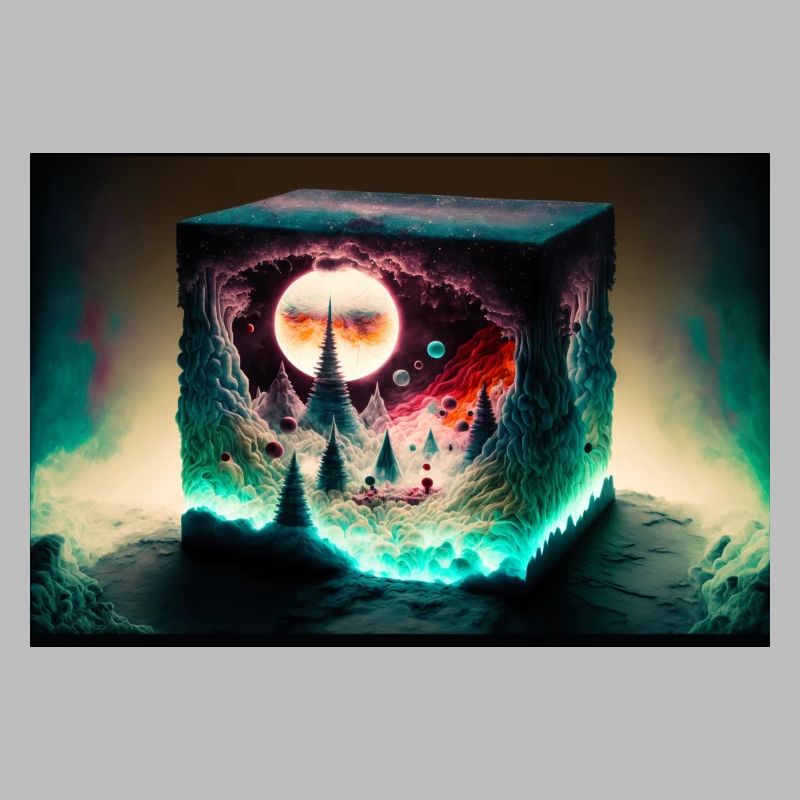 Paysage du Cube de Néon de la Lune