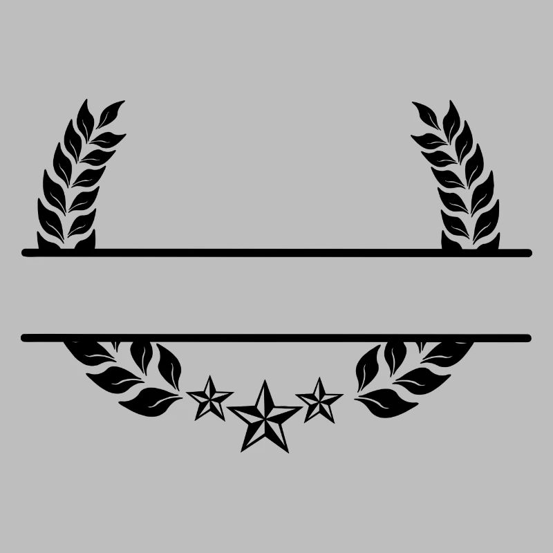 Laurel wreath monogram three stars