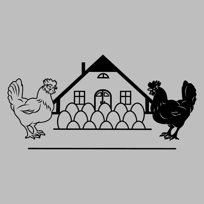 Dark and light chicken monogram logo