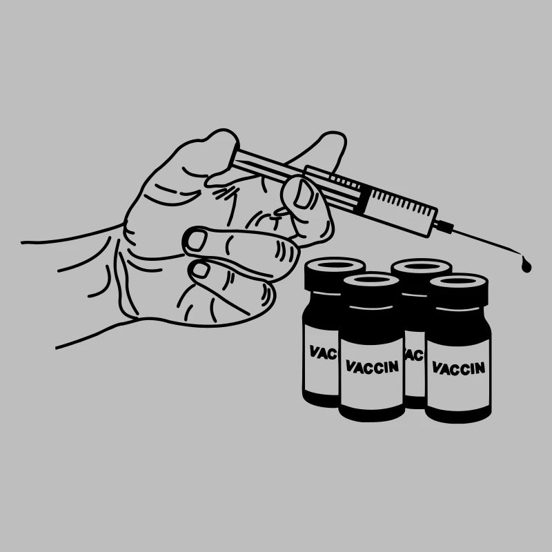 Main avec seringue et bocaux de vaccination