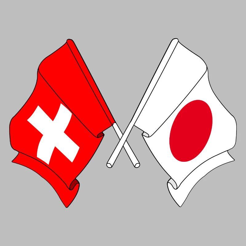 Drapeau de la Suisse et drapeau du Japon