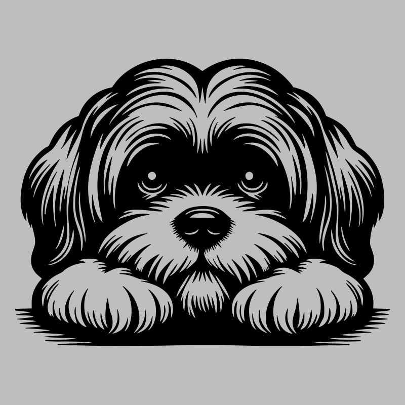 Lhasa Apso Head with Paws