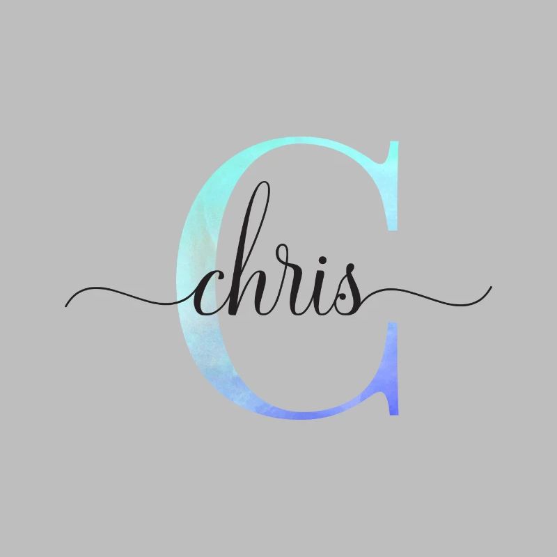 C| Monogramme | Nom | Chris | Aquarelle