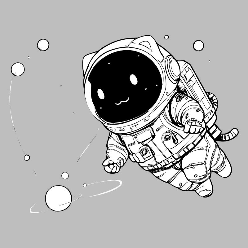 Funny Galactic Cat Floating in Space
