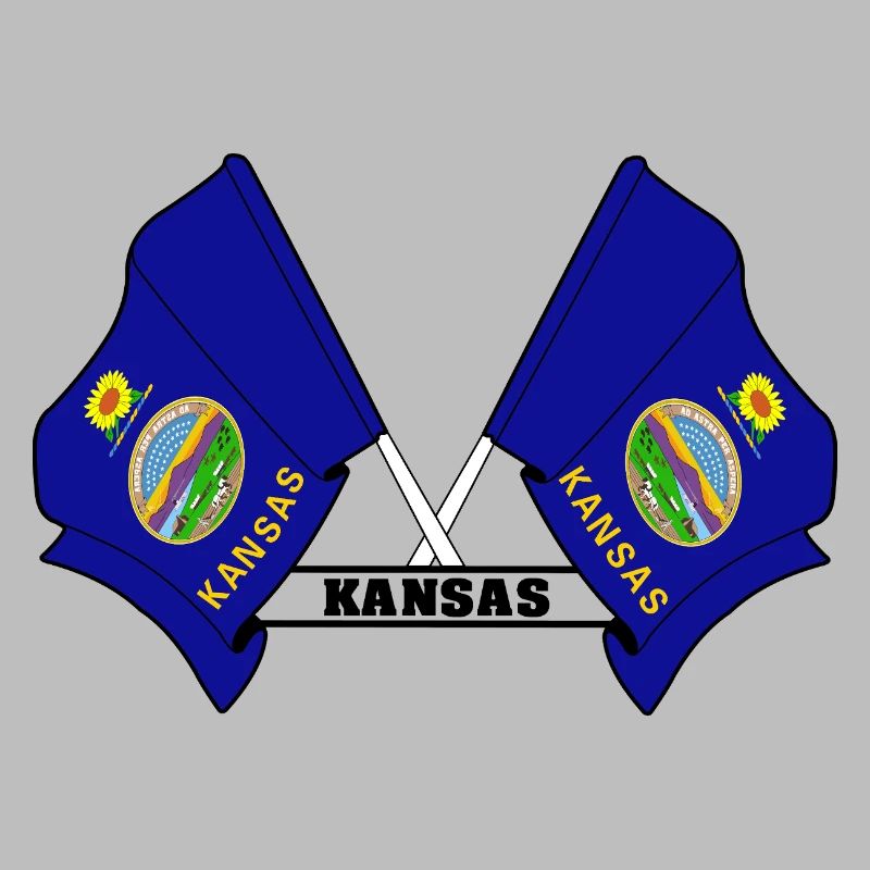 Two flags text KANSAS