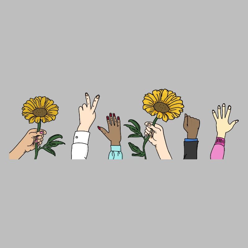 Hände mit Sonnenblumen