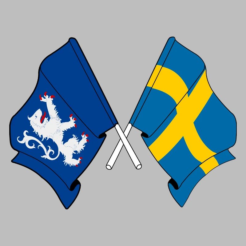 Drapeaux croisés du Halland et de la Suède