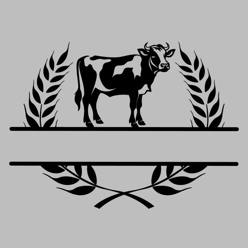Vache laitière en couronne de laurier avec de l’espace pour votre propre texte