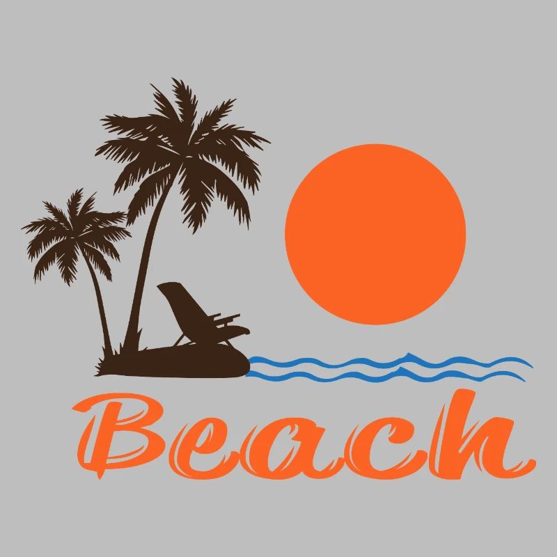 Beach Sunset with Palm Trees – Tropical Summer Design
