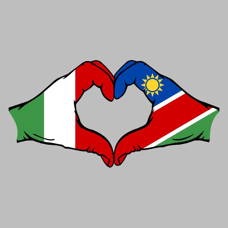 Italy Namibia Flag Hands Heart Shape