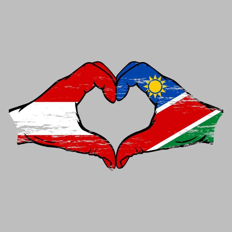 Austria Namibia Flag Hands Heart Shape Used