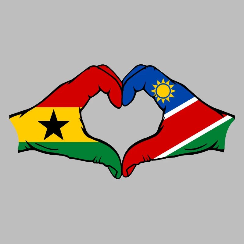 Ghana Namibia Flag Hands Heart Shape