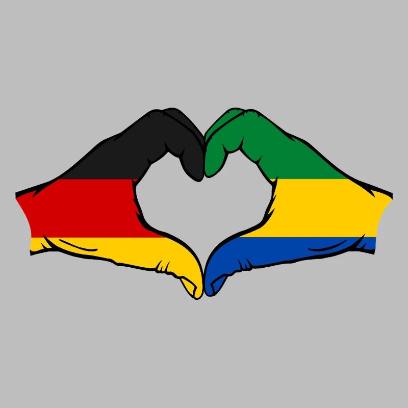 Germany Gabon Flag Hands Heart Shape