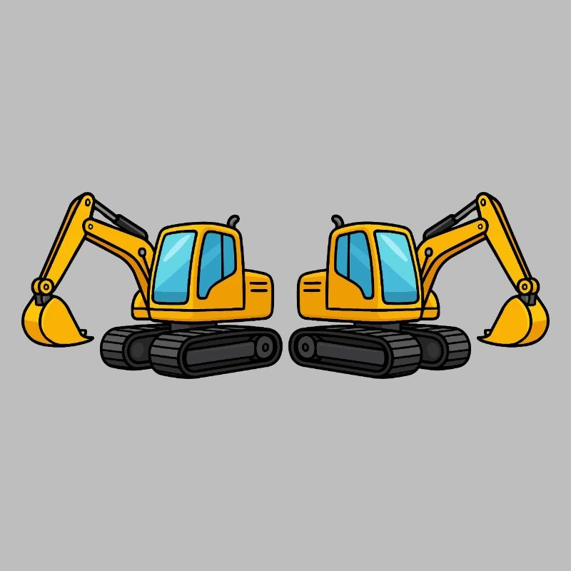 Silhouette de machine de construction double