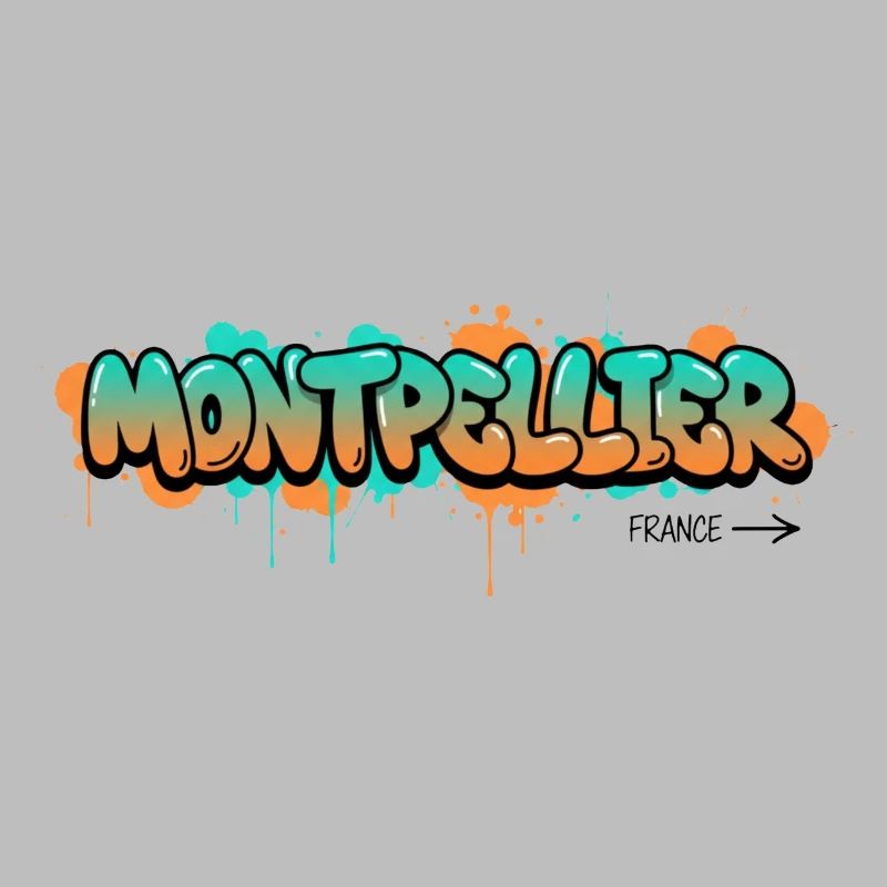 Conception du nom de la ville de Montpellier dans le style graffiti