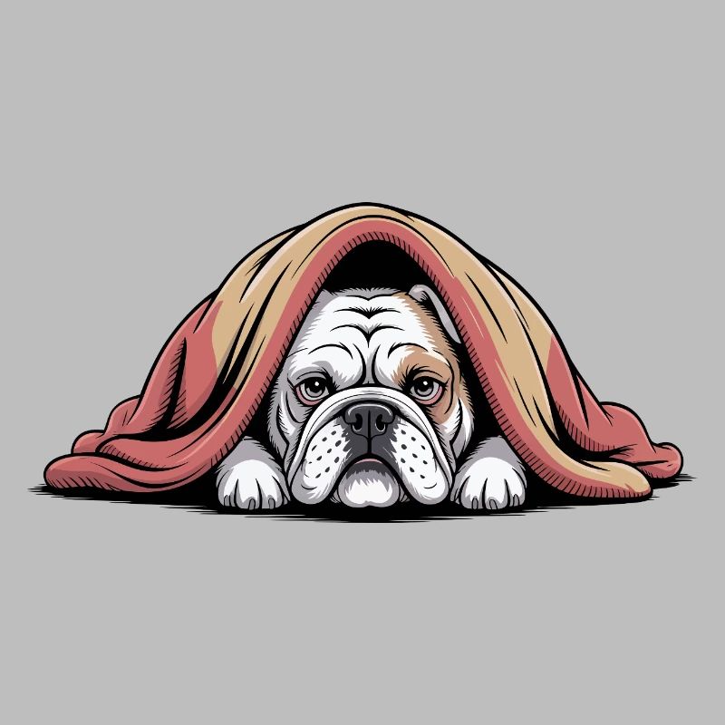 Bouledogue douillet sous couverture
