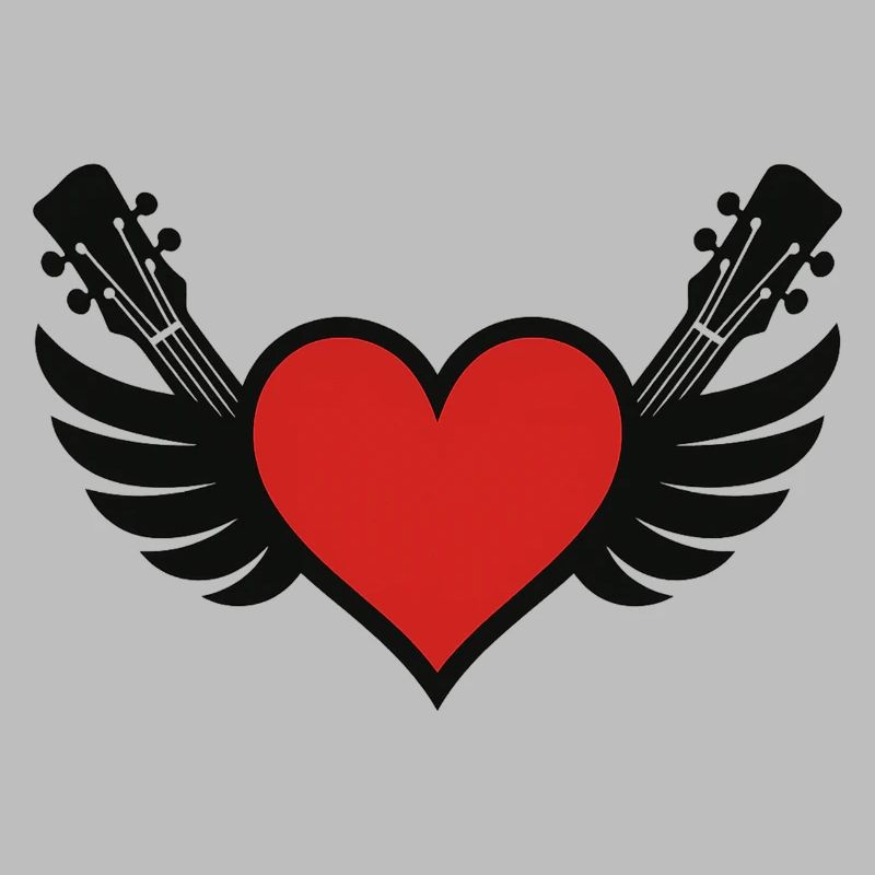 Coeur avec piano à queue et guitares