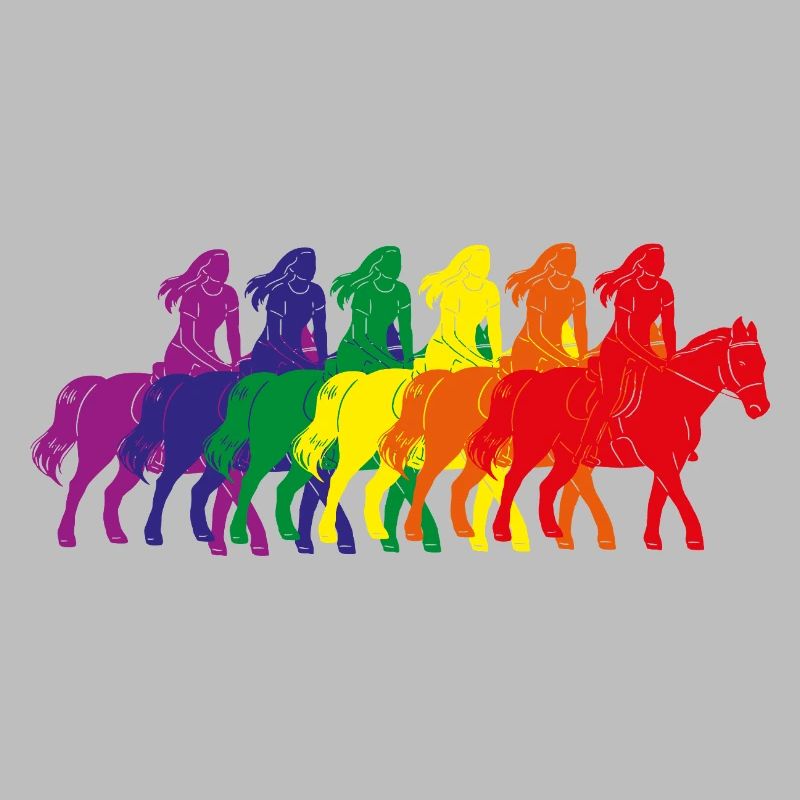 Silhouette de cavalier arc-en-ciel