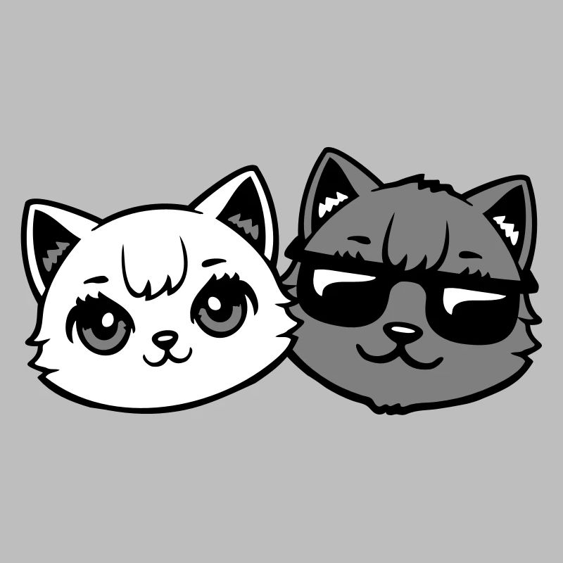 chatons mignons cool couple mâle chats noirs et blancs