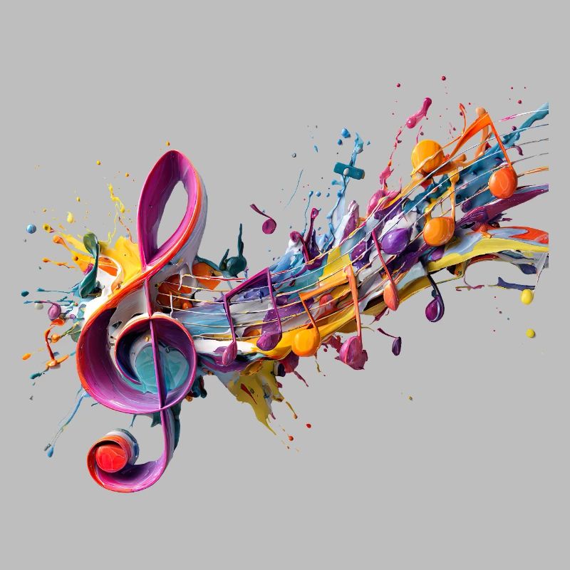 Coloured notes with clef