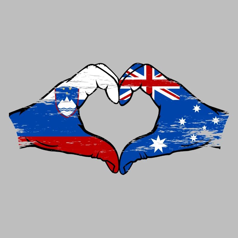 Australia Slovenia flags hands used