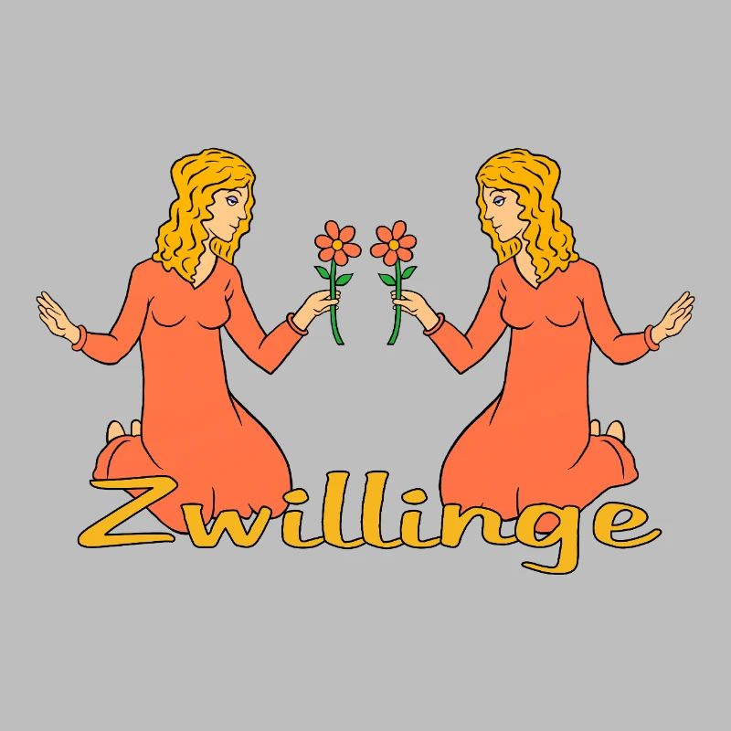 Signe du zodiaque Gémeaux avec une fleur