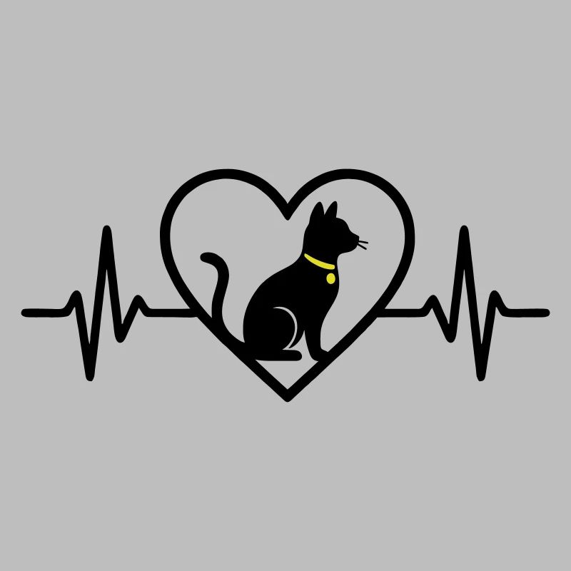 Katze Herz Silhouette Süß Pet Lover Geschenk