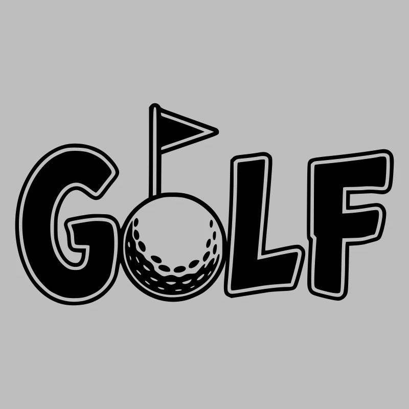 Golf lettering with golf ball and golf flag