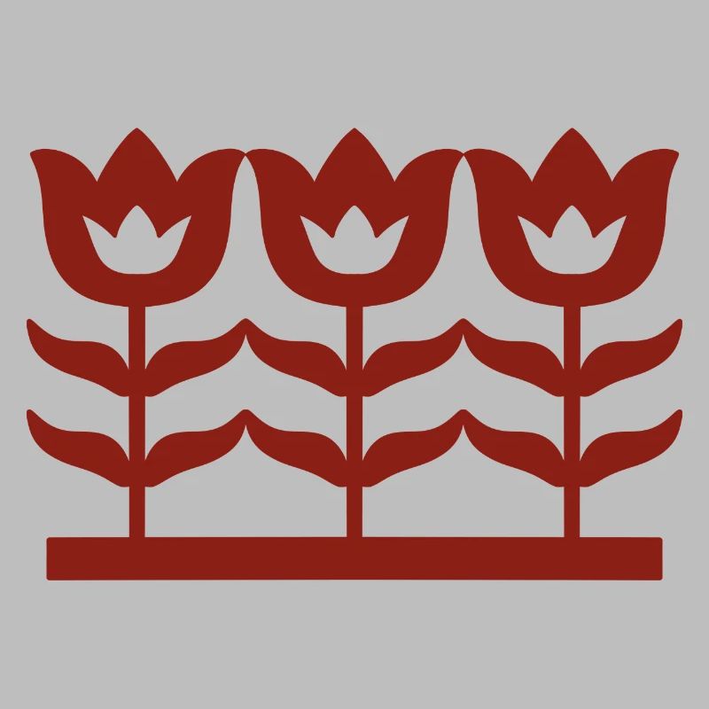 Red Tulip Chinese Paper Cutting Pattern