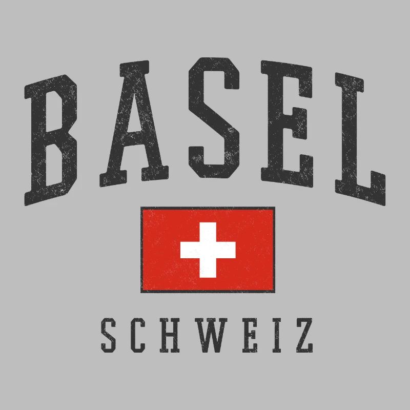 Basel Schweiz Design mit Flagge 