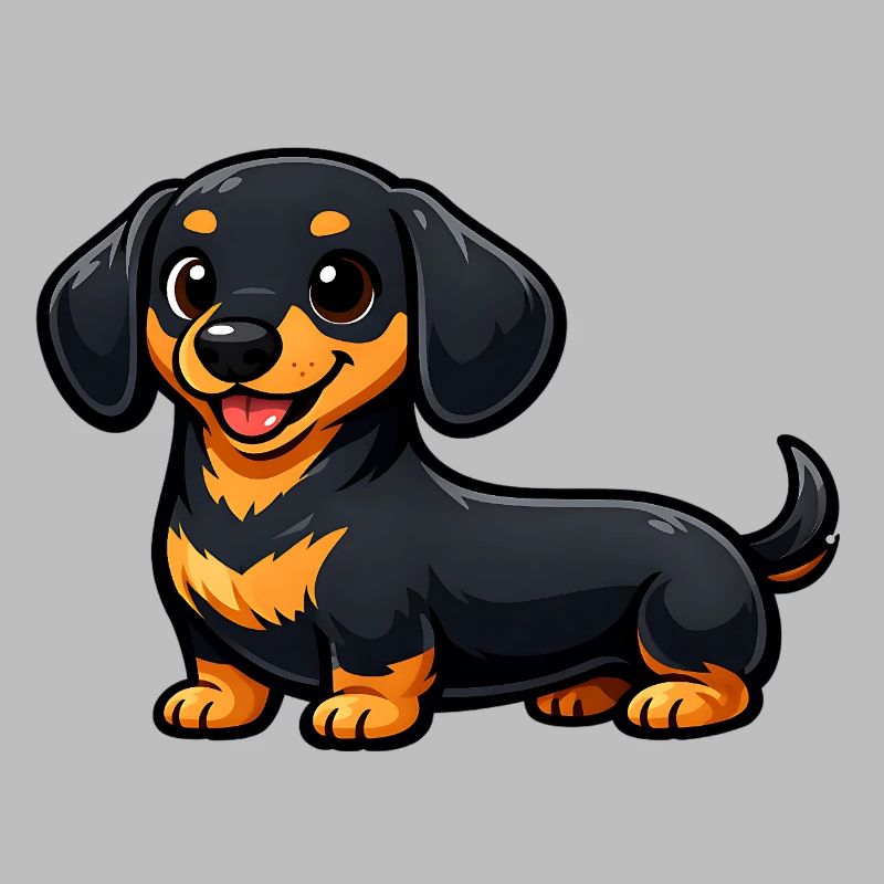 Teckel mignon dans un style dessin animé