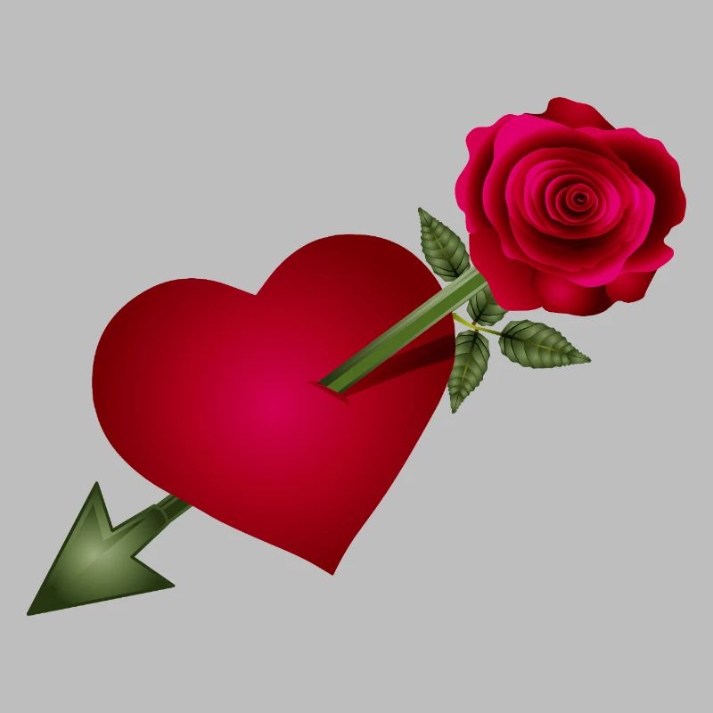 Rote Rose trifft Herz mit Pfeil Illustration