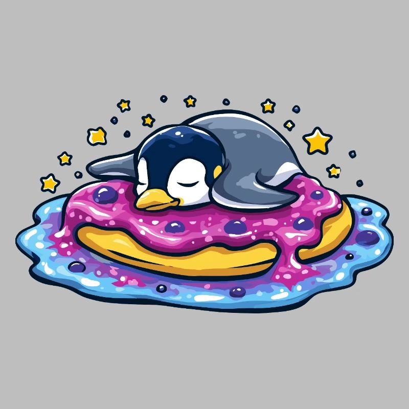 Sleeping penguin on donut