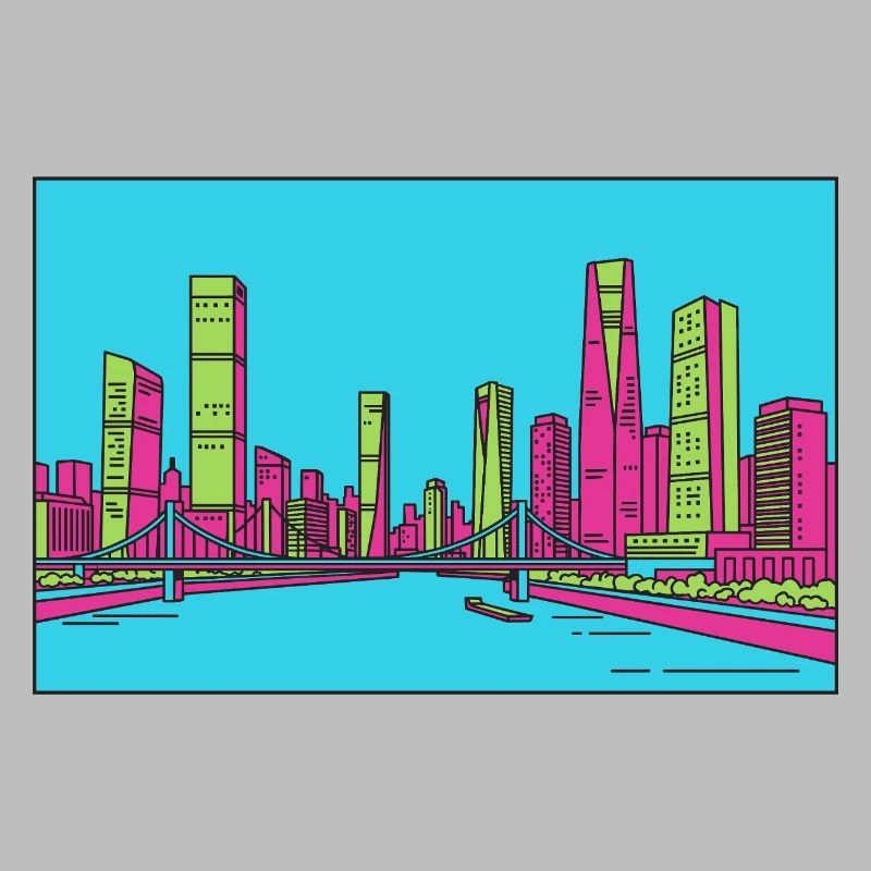 Skyline de la ville de Chongqing Dessin de lignes du fleuve Yangtsé