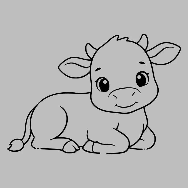 Silhouette du bébé vache veau allongée