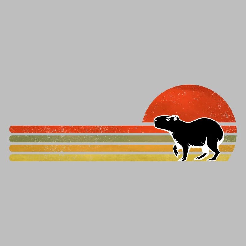 Silhouette rétro Capybara Sunset